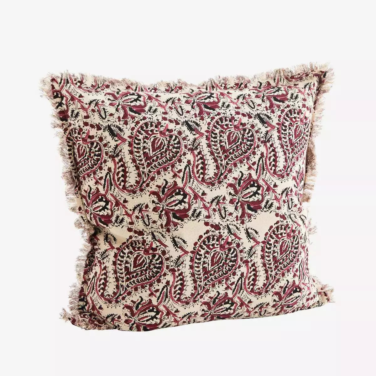 Housse coussin imprimé cachemire rose - Madam Stoltz