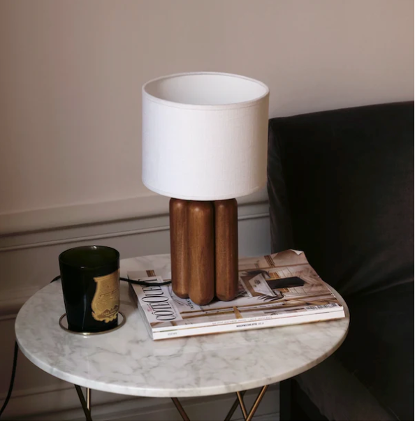 Petite lampe Charlotte bois / abat-jour lin - Cosin Paris