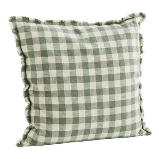 Housse coussin vichy vert sauge - Madam Stoltz