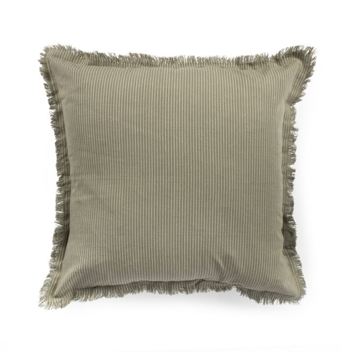 Housse coussin rayures vertes - Madam Stoltz